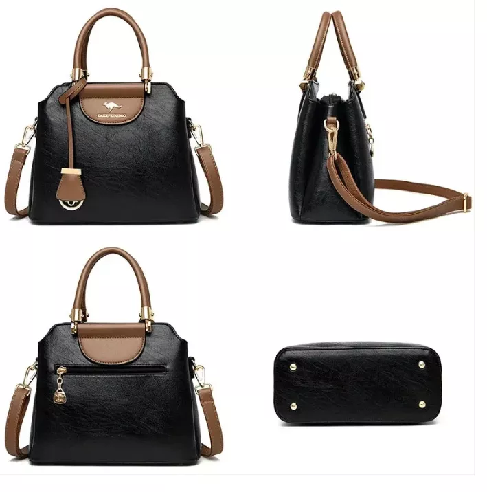 Women's Luxury Oil Leather Handbag – Shoulder & Crossbody Tote pic 6