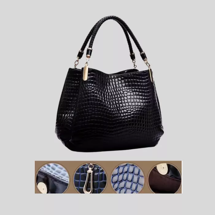 Croc Print Women's Tote – Large Shoulder Bag pic 3