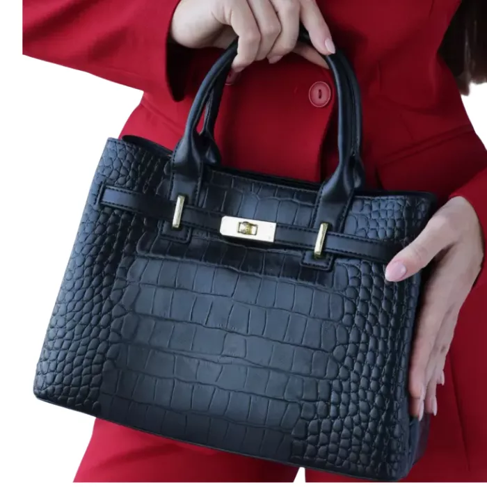 Women  Designer Crocodile Stripe Handbag – Crossbody & Tote pic 5