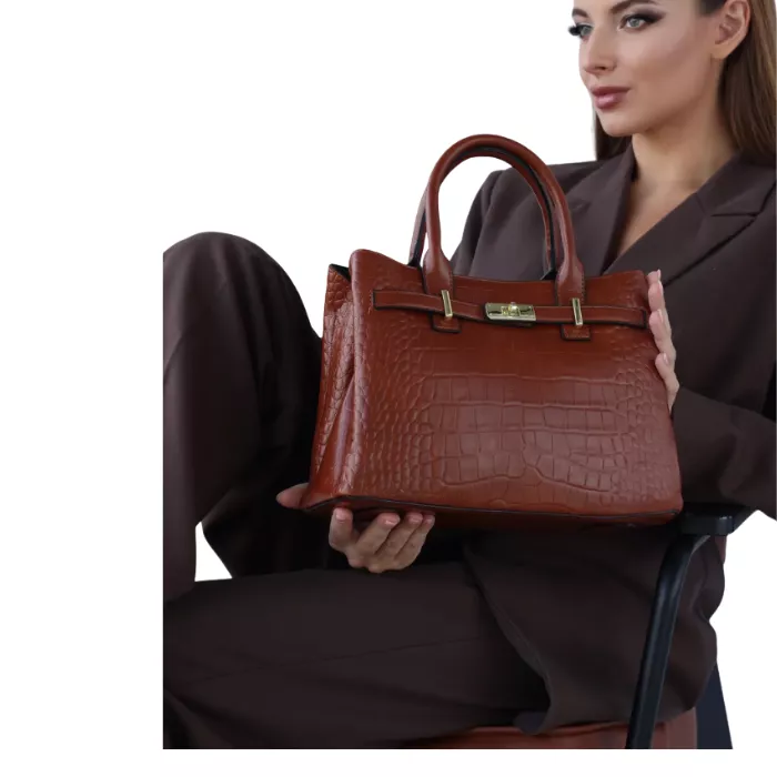 Women  Designer Crocodile Stripe Handbag – Crossbody & Tote pic 6