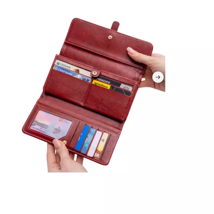 Women  Split Leather Wallet – Luxury RFID Long Purse pic 3