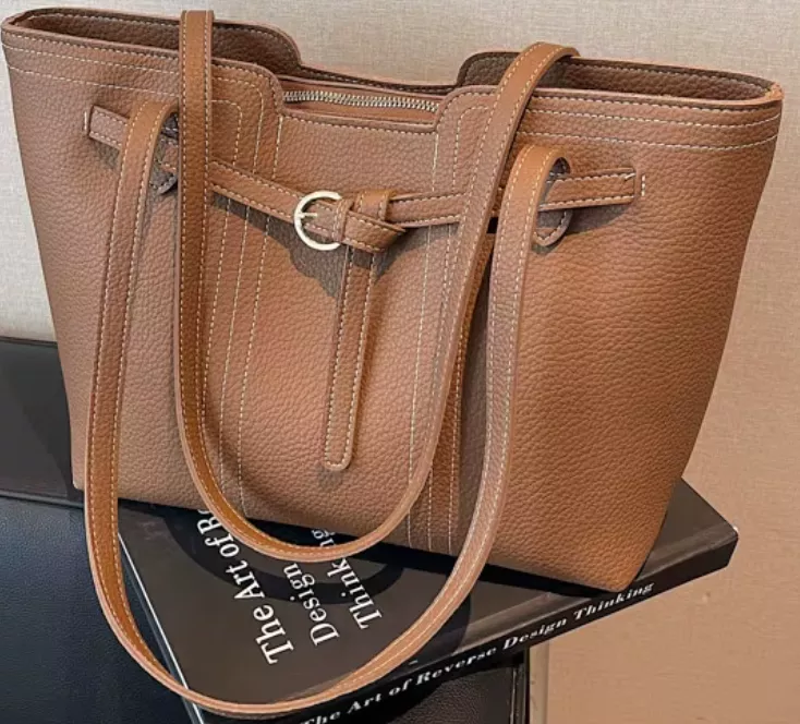 Women Black PU Leather Shoulder Bag – Large Capacity Tote” 02
