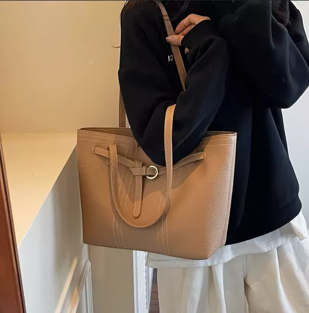 Women Black PU Leather Shoulder Bag – Large Capacity Tote” pic 5
