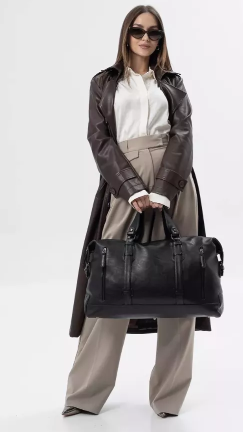 PU Leather Travel Bag – Vintage Shoulder & Laptop Handbag for Men & Women pic 3